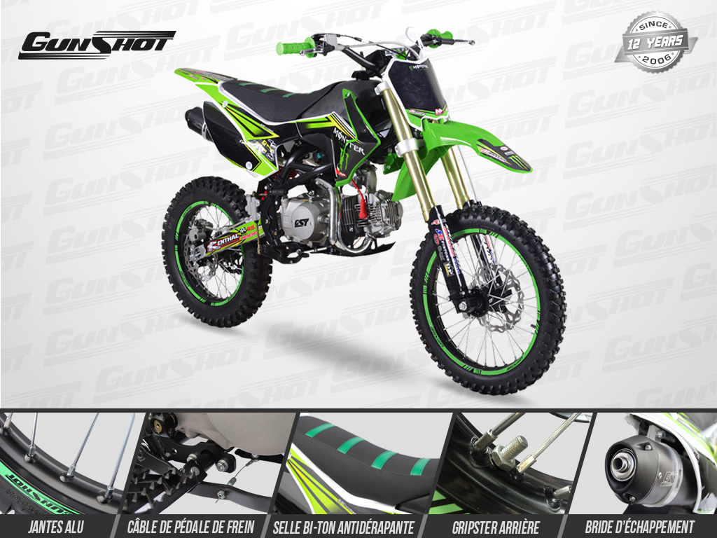 Pit Bike GUNSHOT 125 FX 17/14 - Edition MONSTER 2018 - LIFAN 125 - CRF110